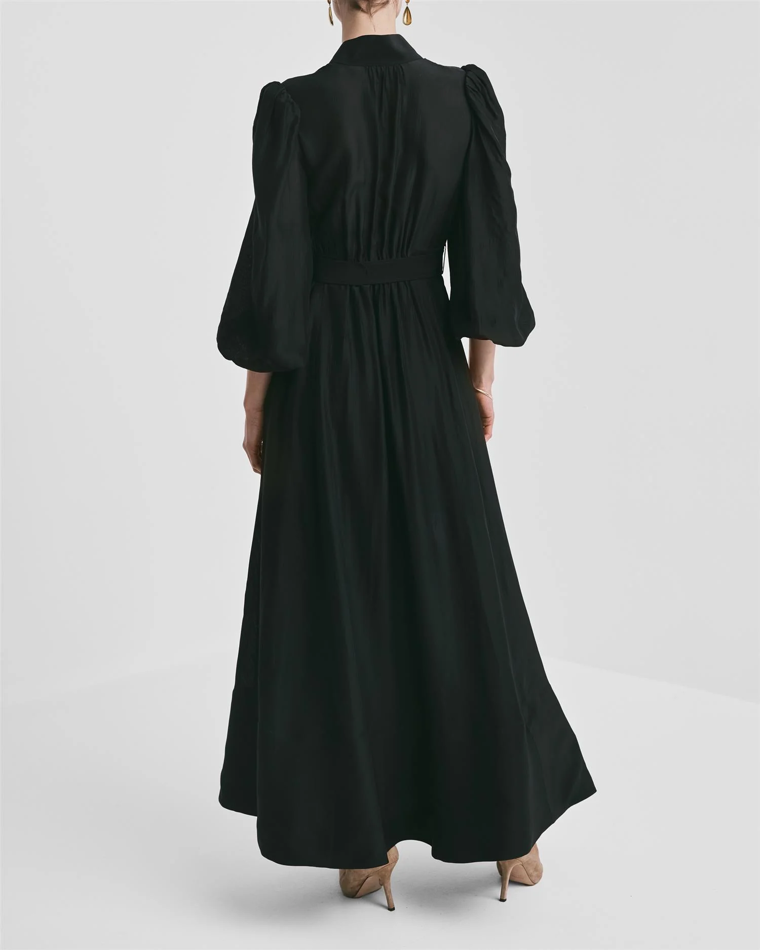 Striped Organza Belt Dress  Black - Image 5