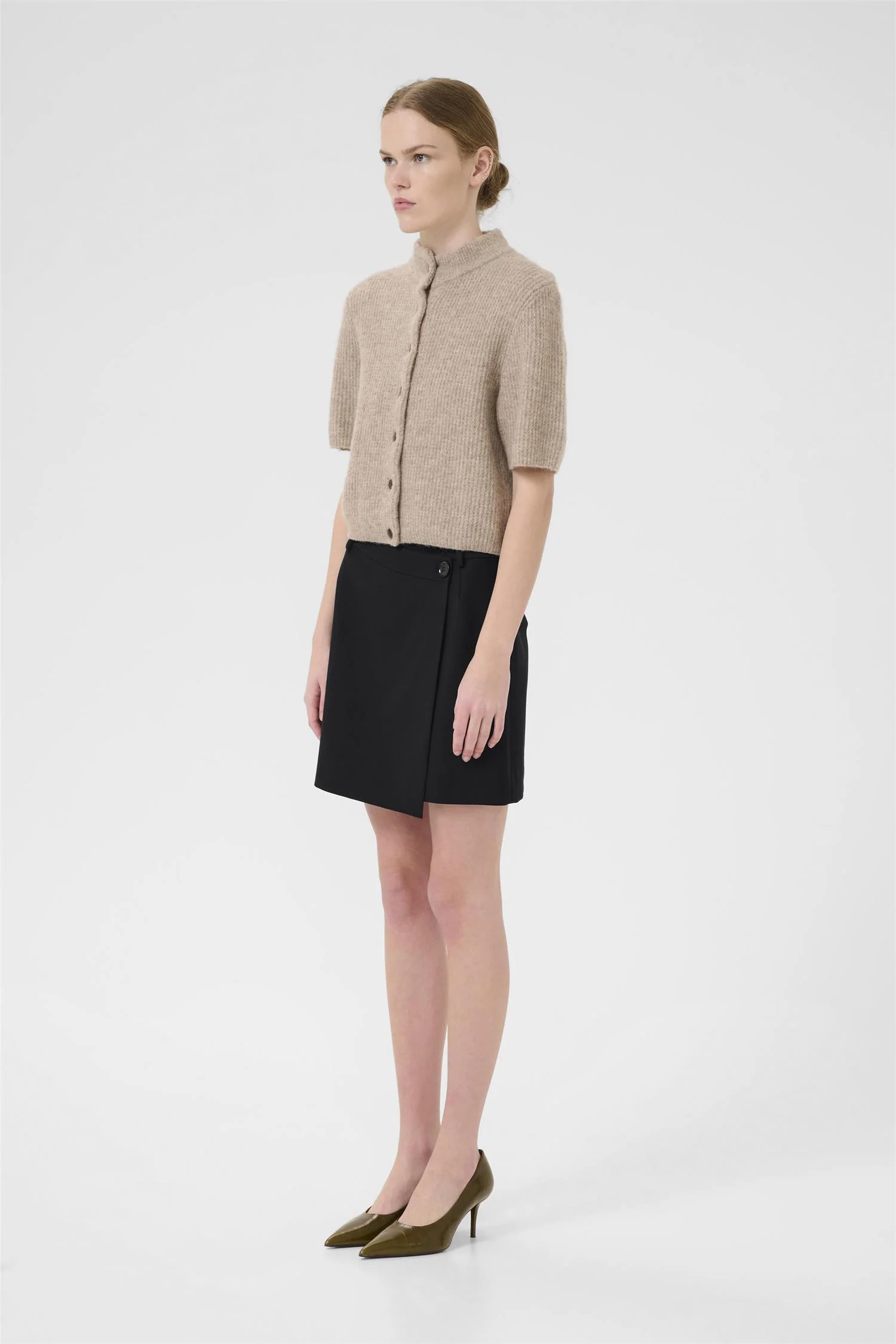 PAULA  MELANGE MW WRAP SKIRT  Black - Image 4