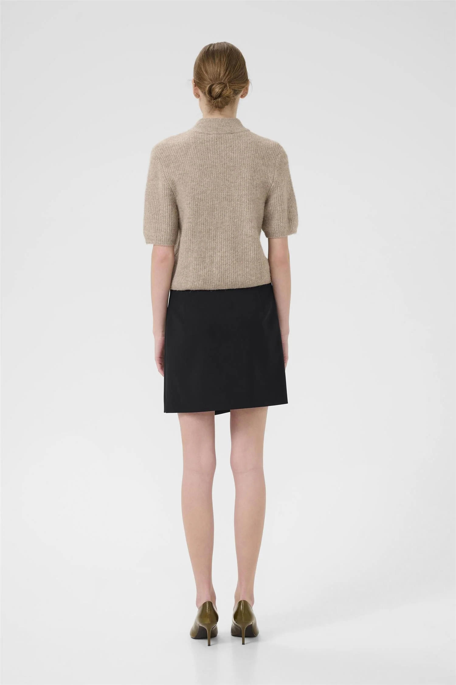 PAULA  MELANGE MW WRAP SKIRT  Black - Image 5