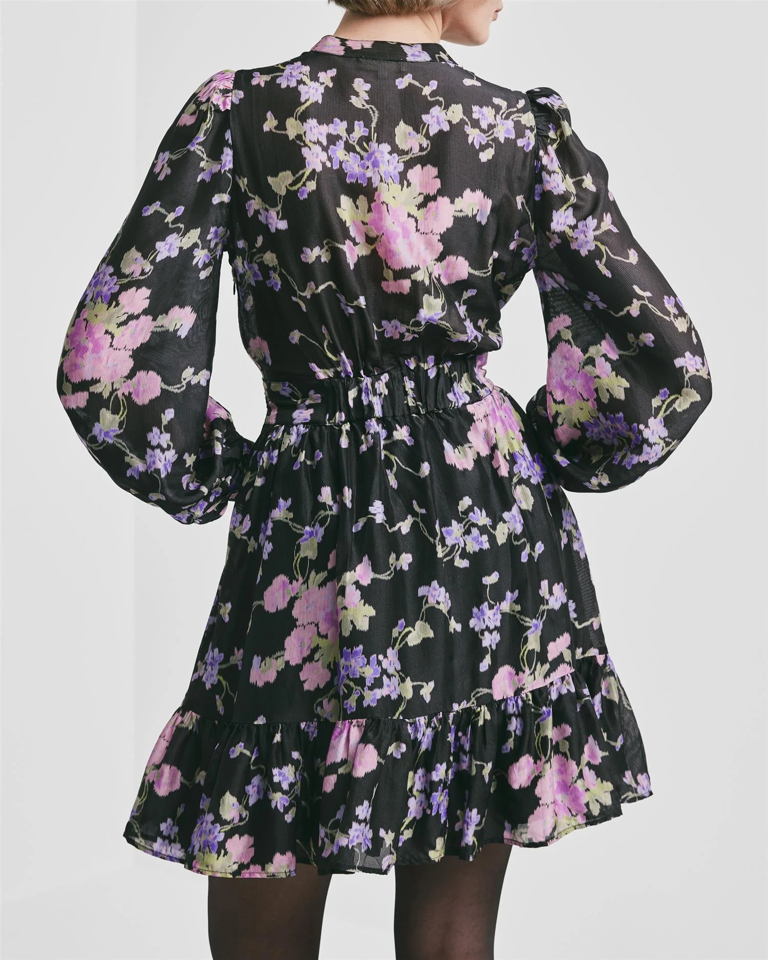 Striped Organza Flounce Dress Midnight Viola - Image 3