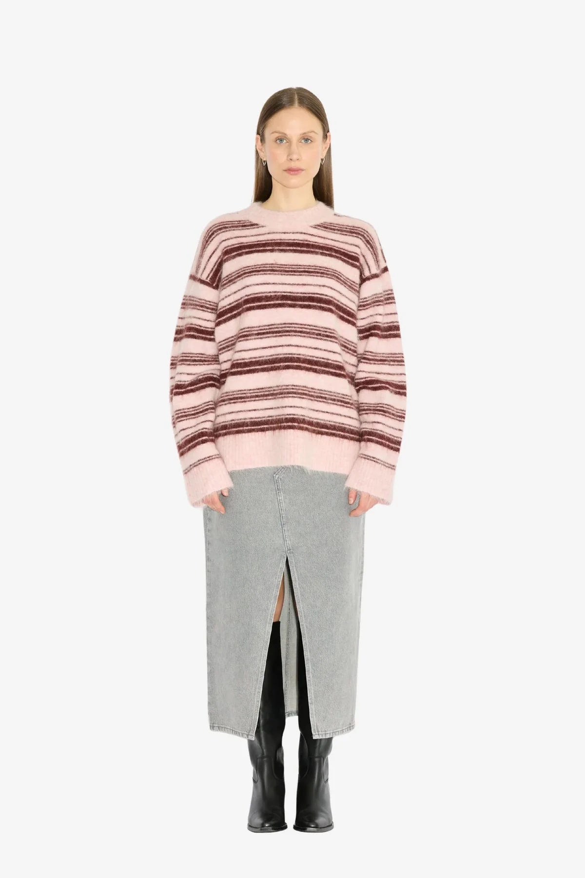 Fluffy Stripe Crew  Lt. Pink Mix - Image 2