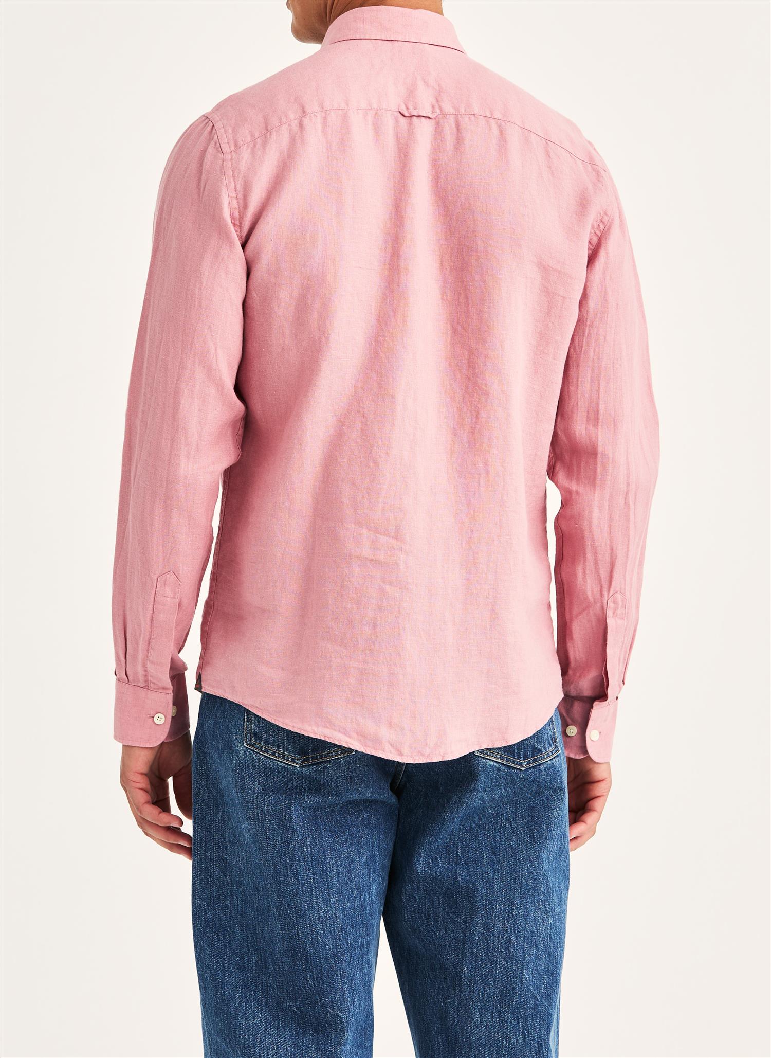 Douglas Linen Shirt-Classic Fit  Pink - Image 3