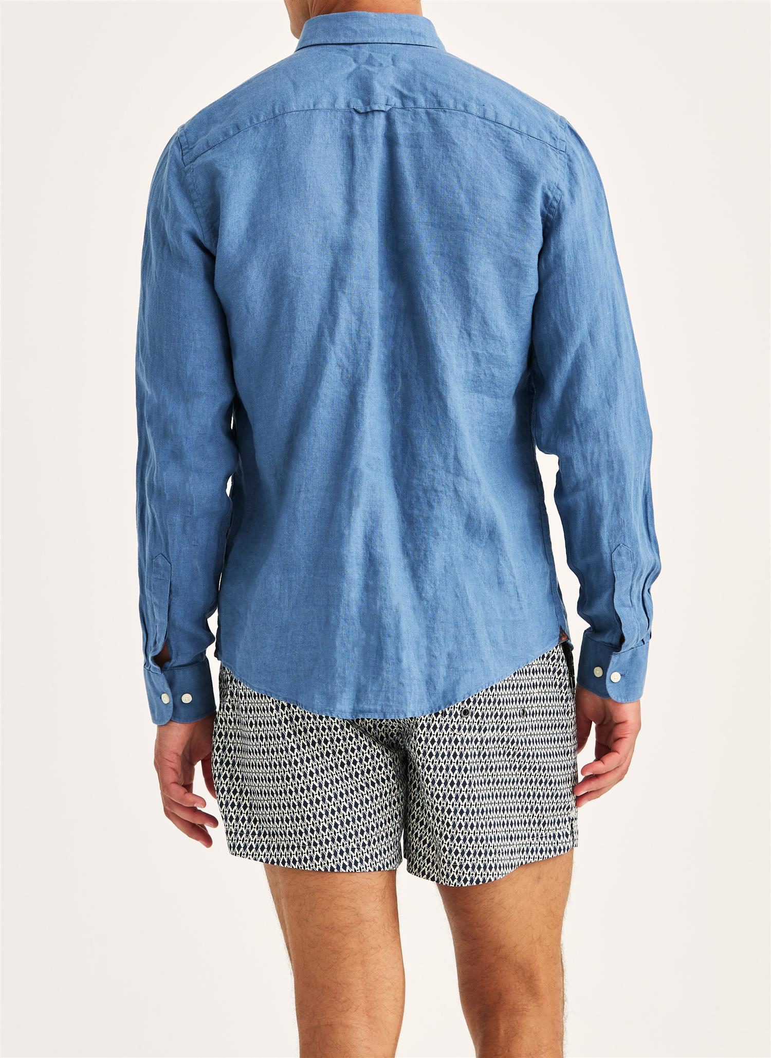 Douglas Linen Shirt-Classic Fit  Blue - Image 3