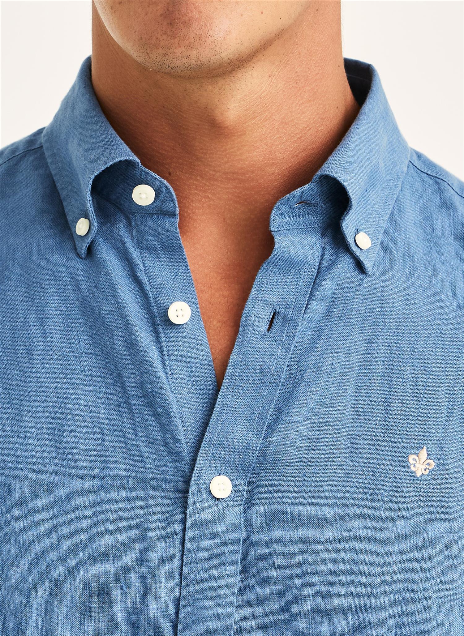Douglas Linen Shirt-Classic Fit  Blue - Image 4
