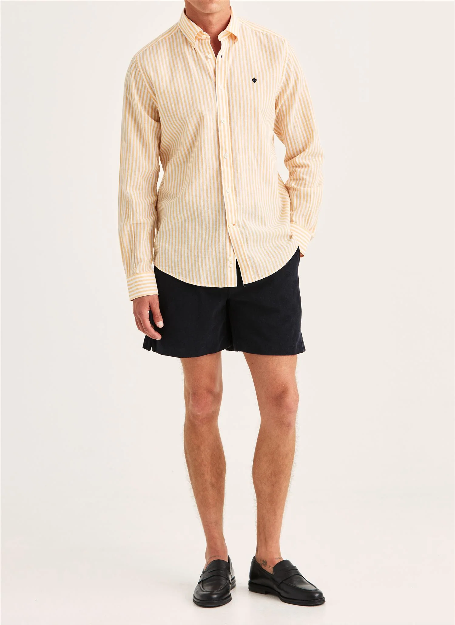 Douglas Linen Stripe Shirt-Classic Fit  Orange - Image 2