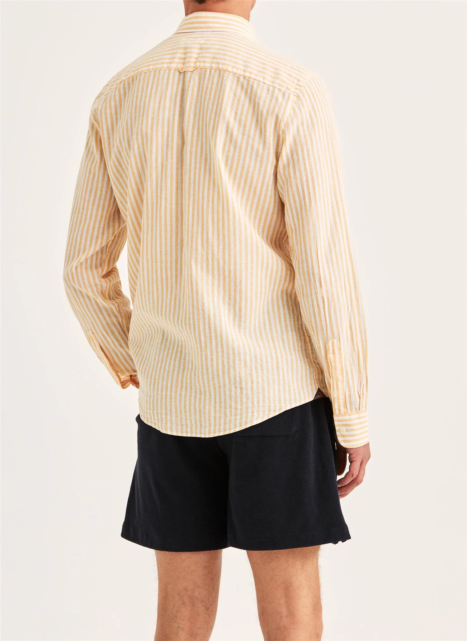 Douglas Linen Stripe Shirt-Classic Fit  Orange - Image 3