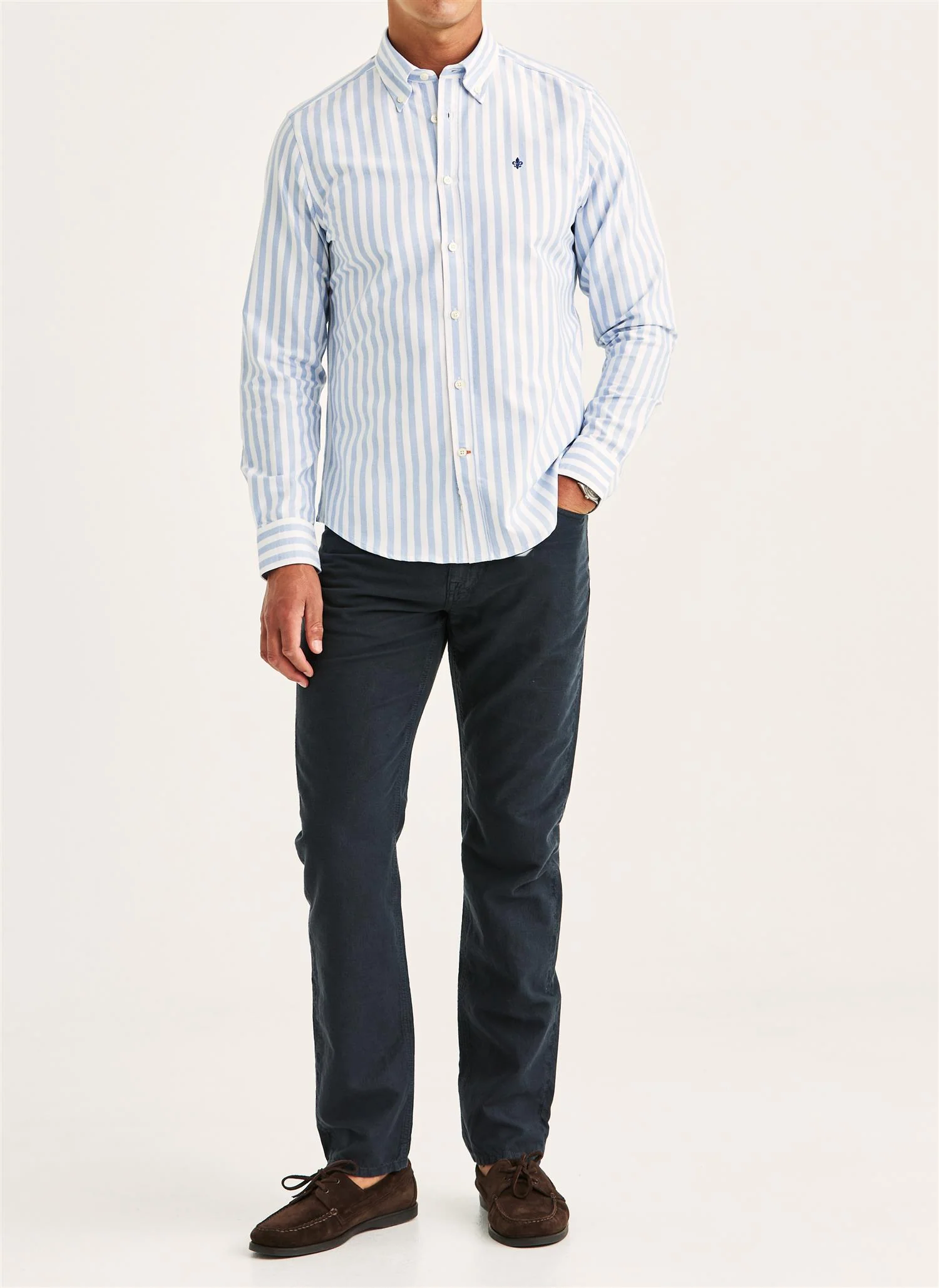 Douglas Oxford Stripe Shirt-Slim Fit  Light Blue - Image 3
