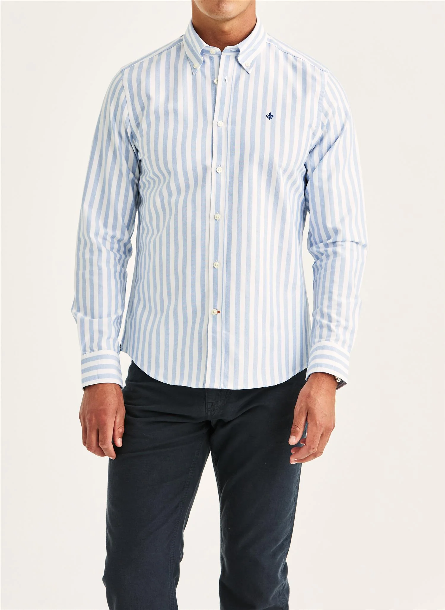 Douglas Oxford Stripe Shirt-Slim Fit  Light Blue - Image 4