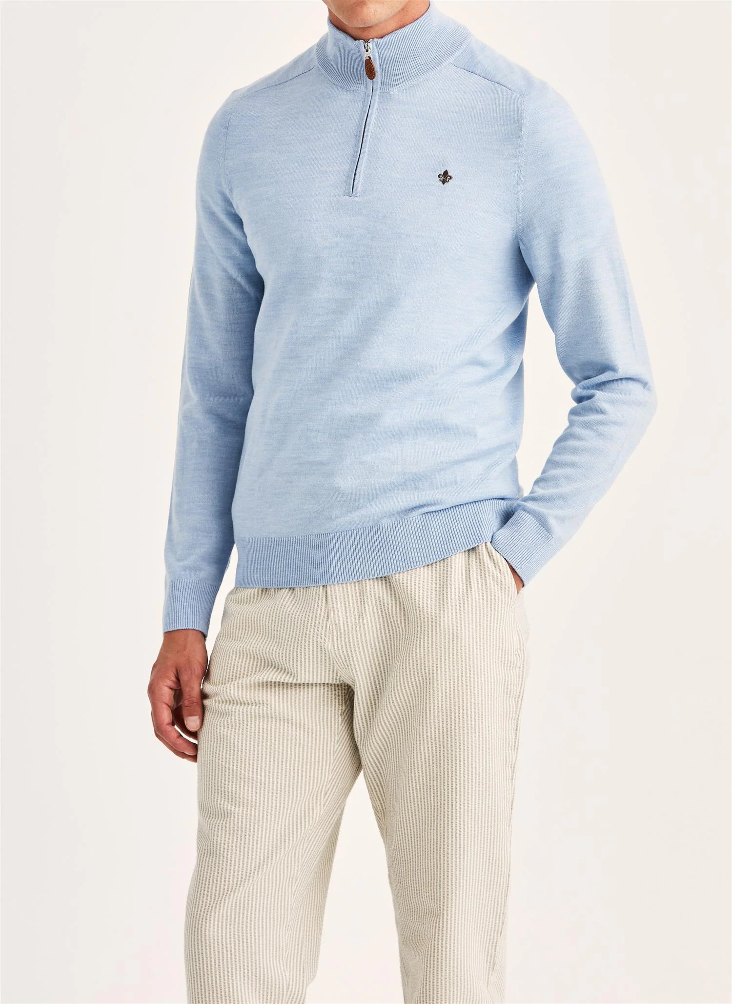 Merino John Zip Light Blue