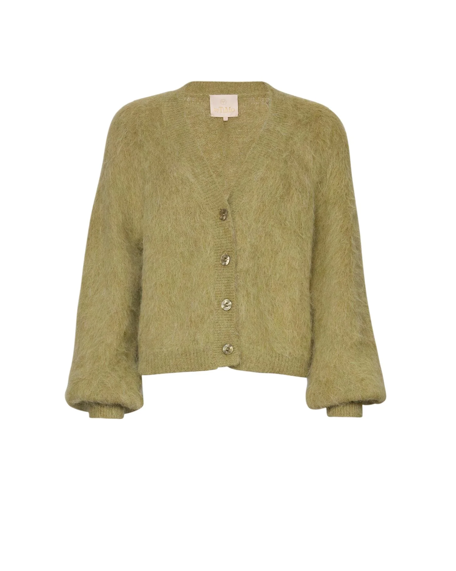 Hairy Knit V-Neck Jacket  Green