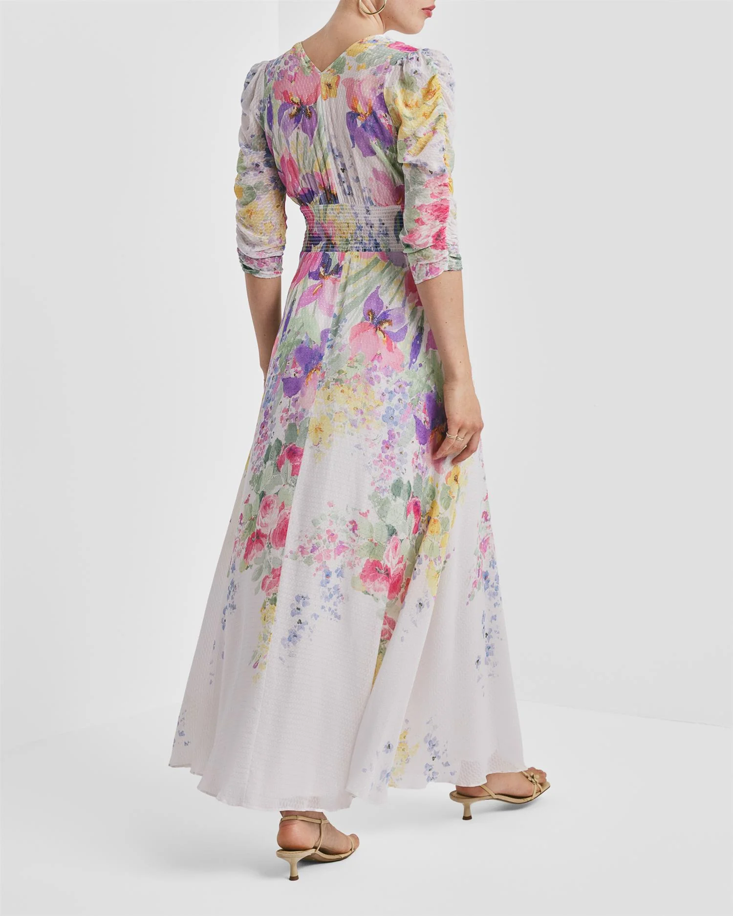 Dotted Georgette Button-Down Dress  Flower Meadow - Image 2