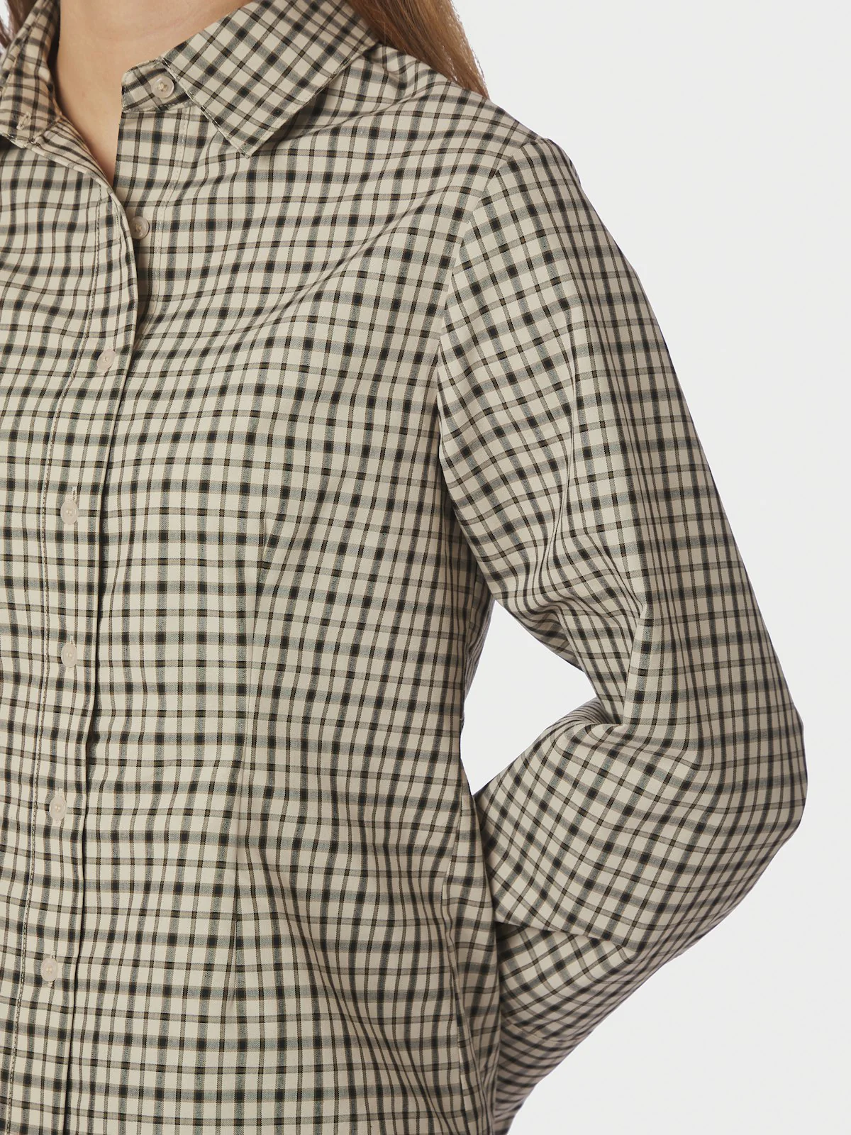 Rosa Checked Shirt Beige - Image 5