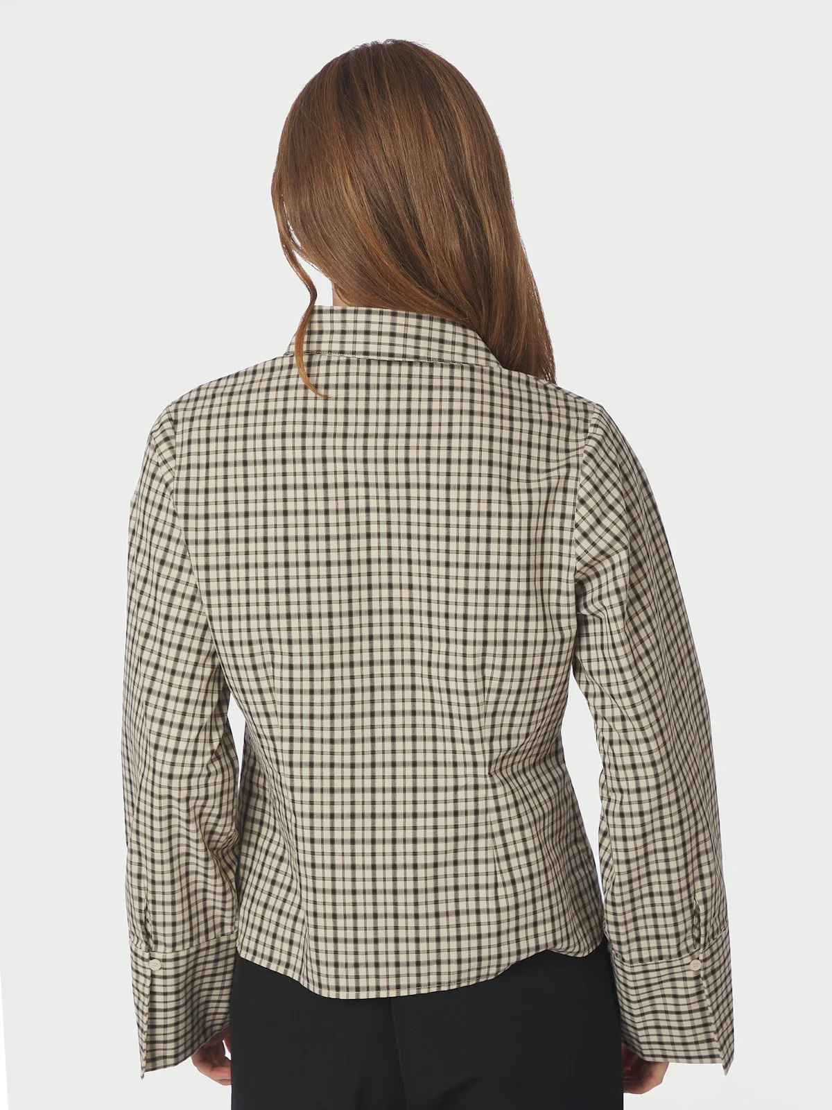 Rosa Checked Shirt Beige - Image 7