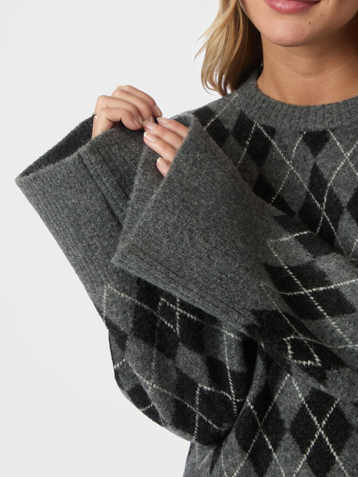 Kick Check Knit Blouse  Antracit - Image 2