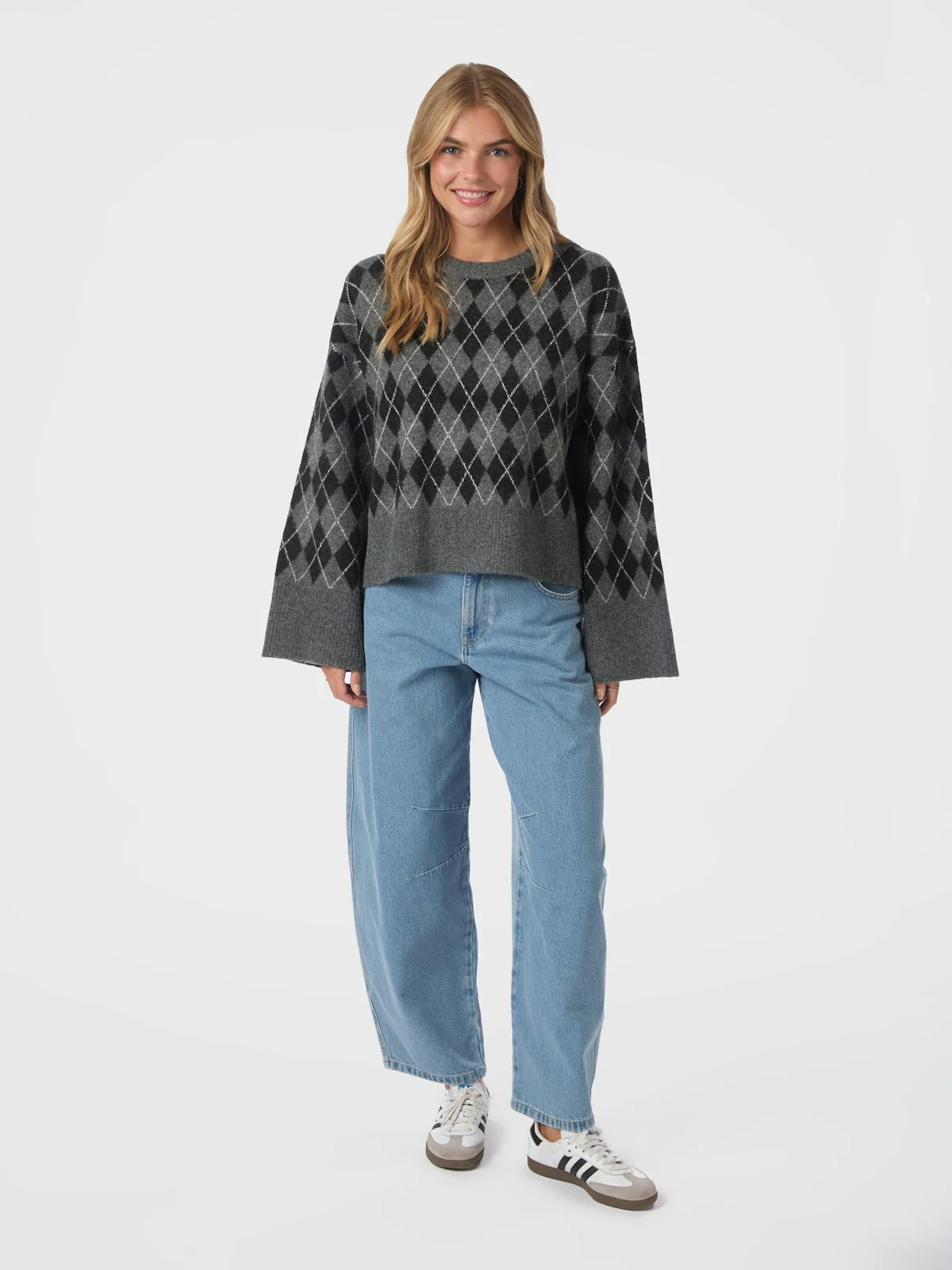 Kick Check Knit Blouse  Antracit - Image 3