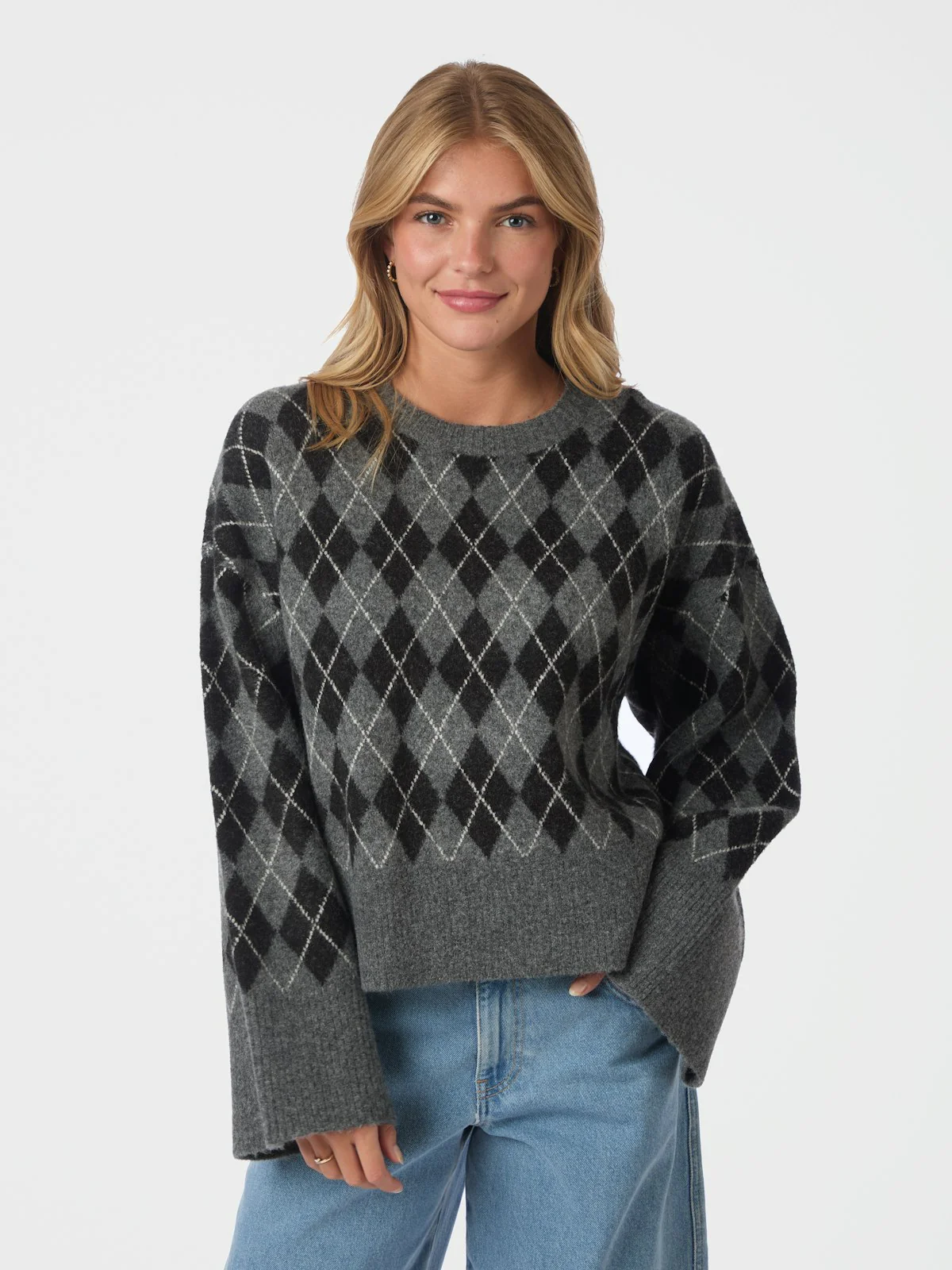 Kick Check Knit Blouse  Antracit - Image 5