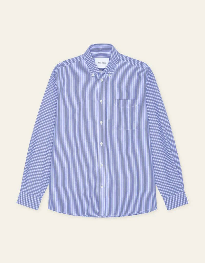 Kent Stripe Poplin Shirt  Blue Fog