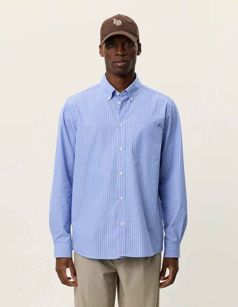 Kent Stripe Poplin Shirt  Blue Fog - Image 3