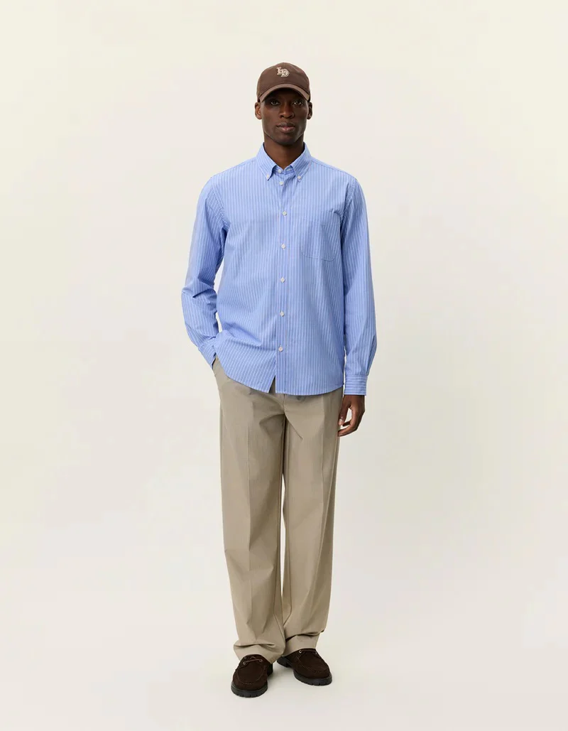 Kent Stripe Poplin Shirt  Blue Fog - Image 4