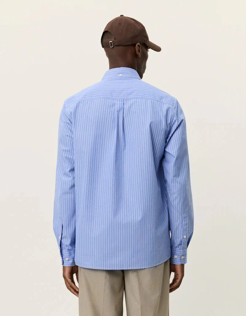 Kent Stripe Poplin Shirt  Blue Fog - Image 5