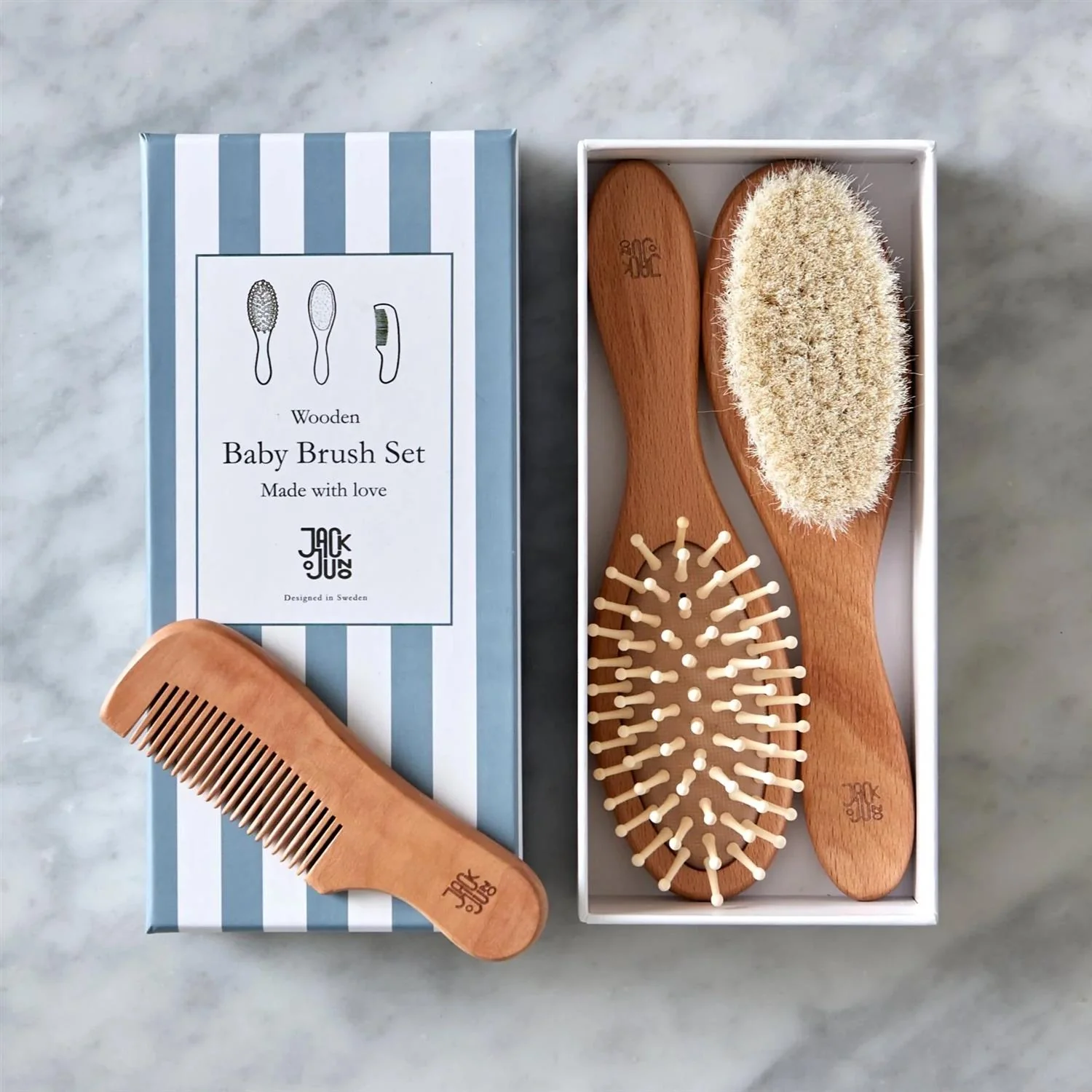 WOODEN HAIRBRUSH SET  Natural - Image 3