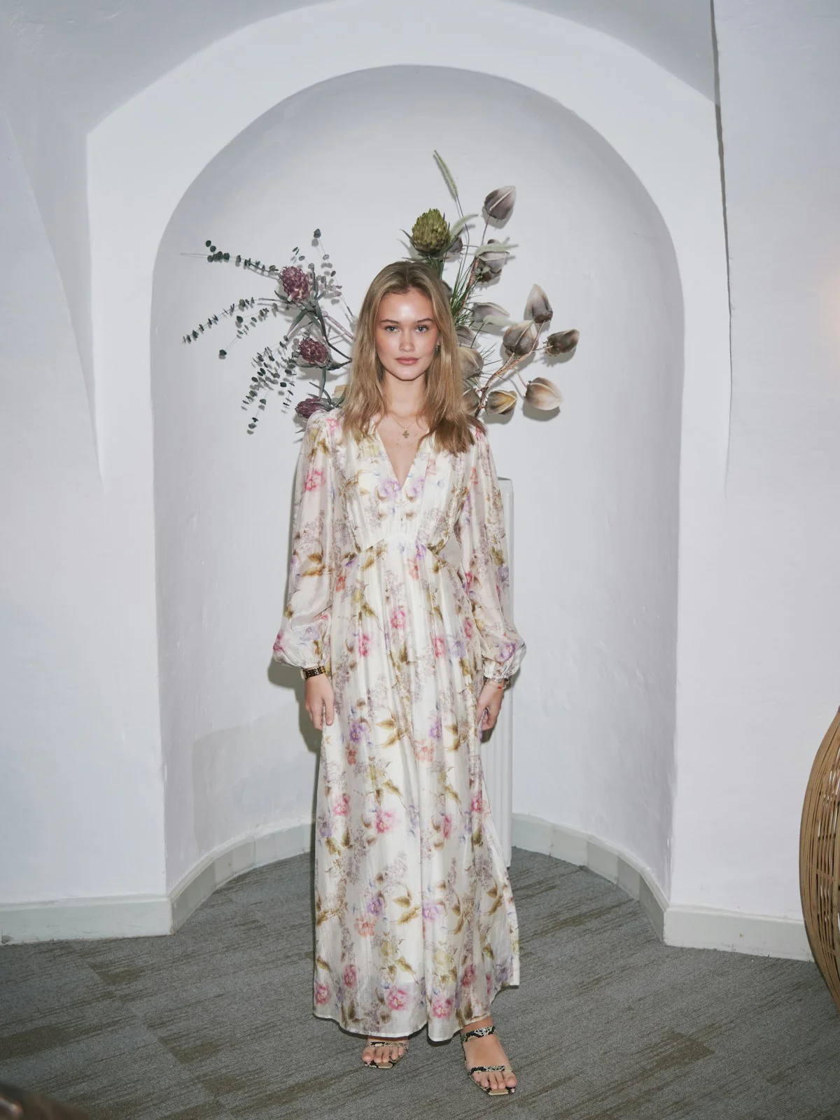 Silfi Vintage Flower Dress  Off White - Image 7