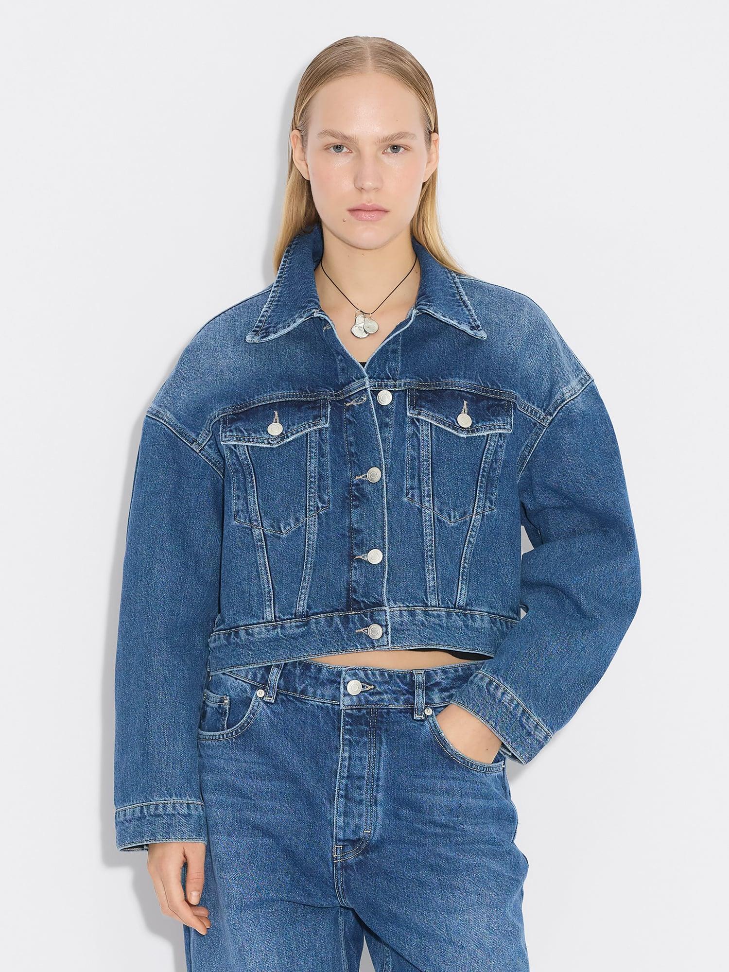 W Cropped Denim Jacket  Blue