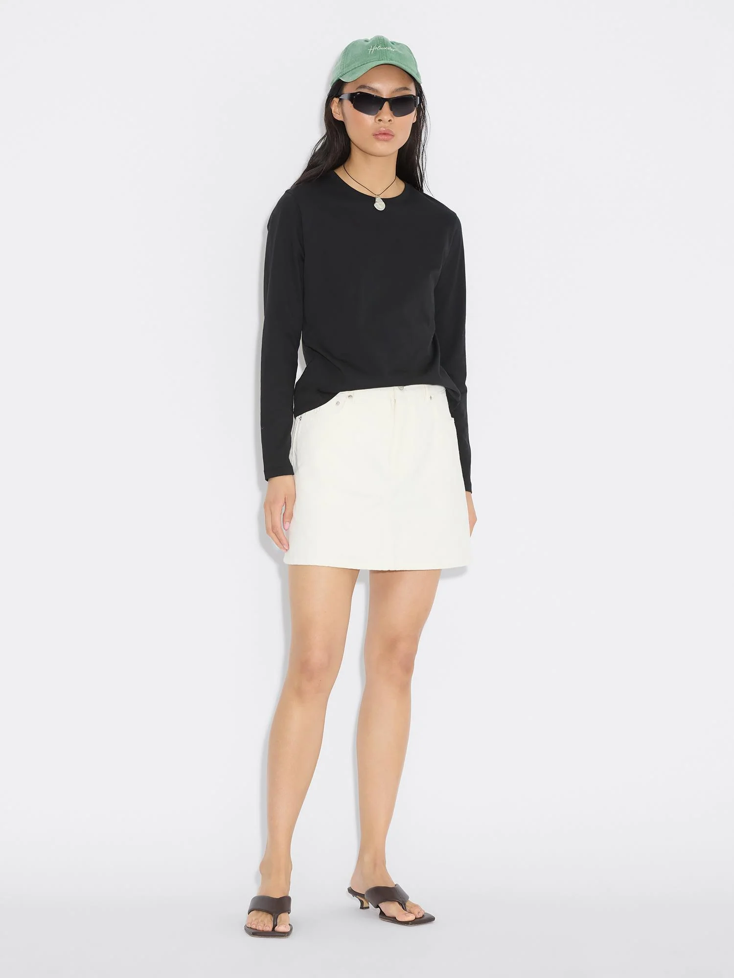 Denim Mini Skirt  White - Image 2