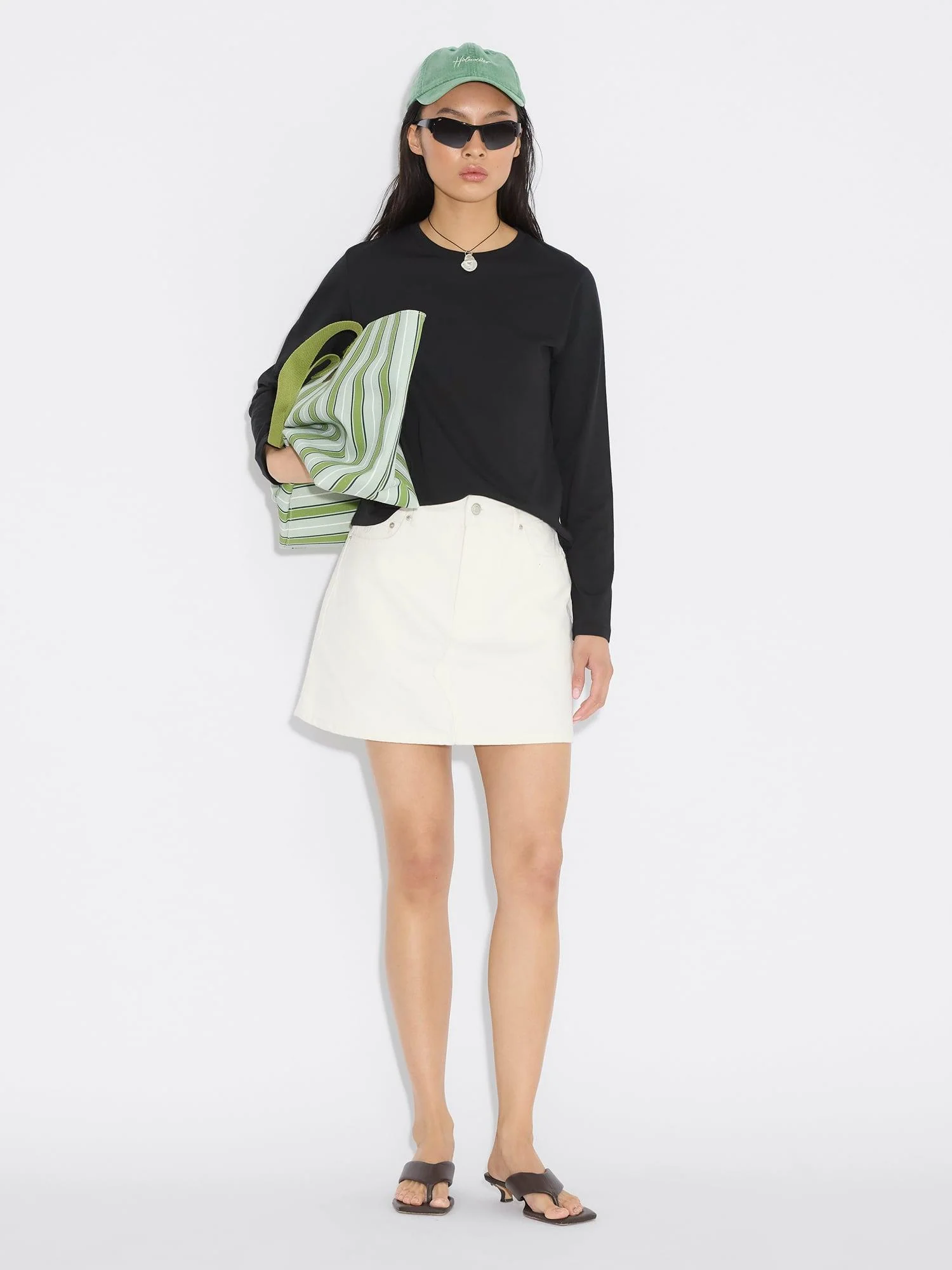 Denim Mini Skirt  White - Image 4