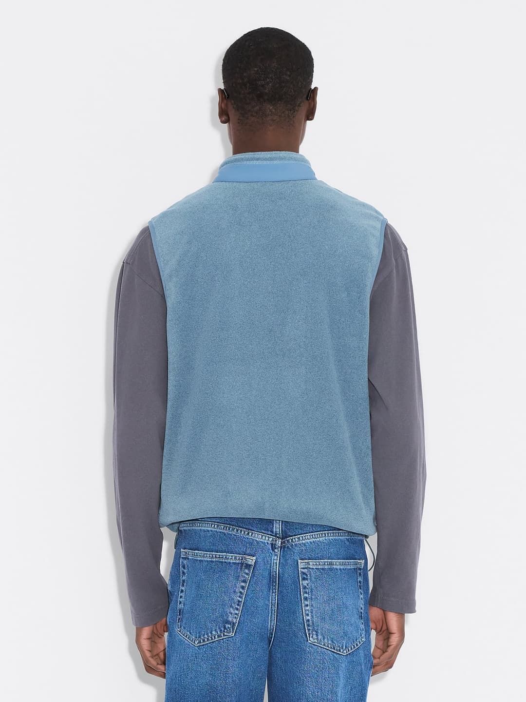 Regular Fleece Vest Dusty Blue - Image 3