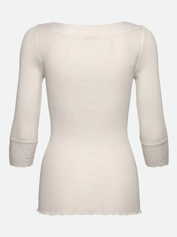 RWBeatha Silk 3/4 Sleeve Boatneck Lace T-shirt  Ivory - Image 2