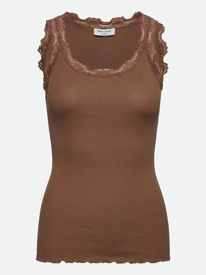 RWBabette Silk SL U-neck Lace Top  Coca Mocha