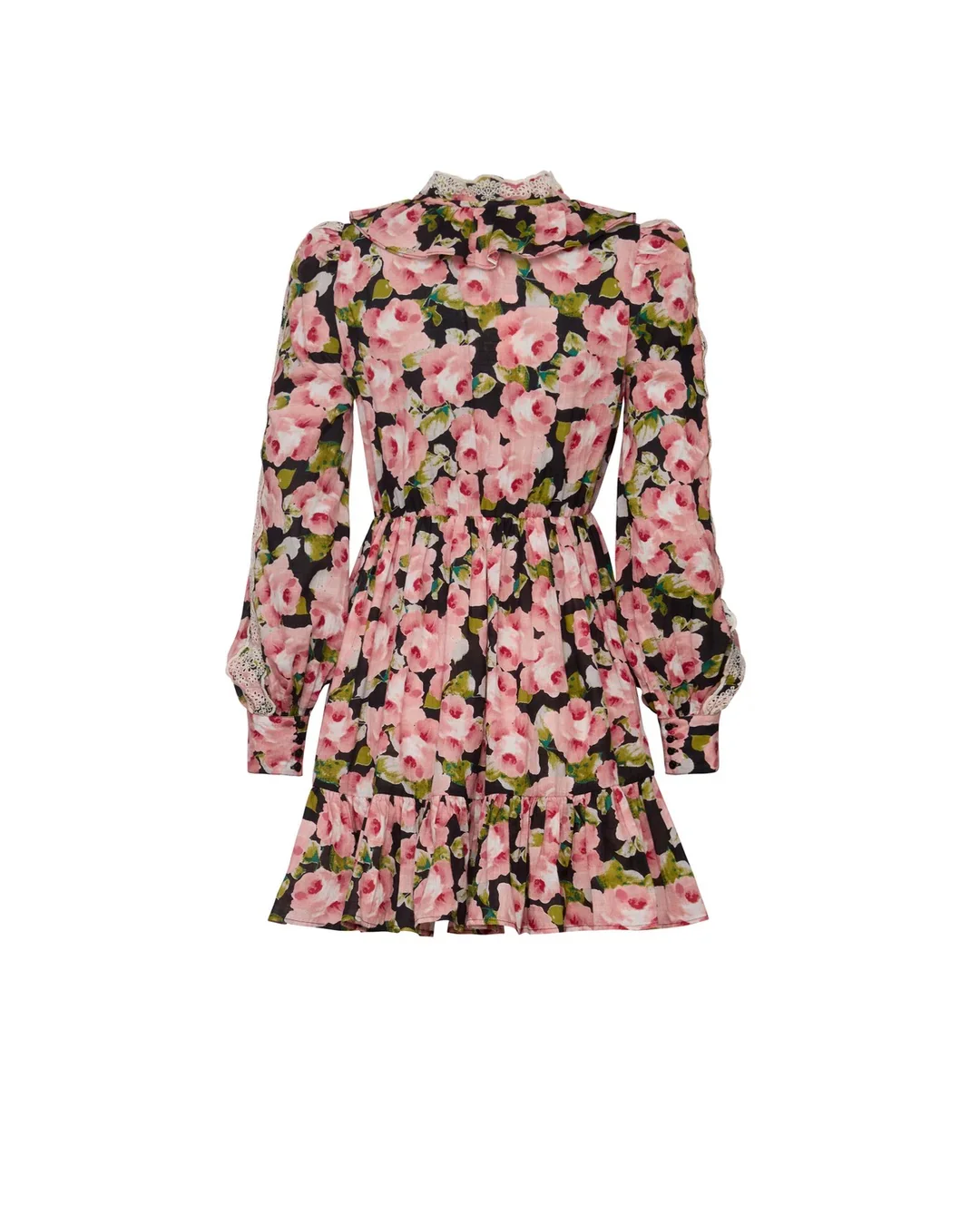 Cotton slub V-neck dress Rose Bouquet - Image 2
