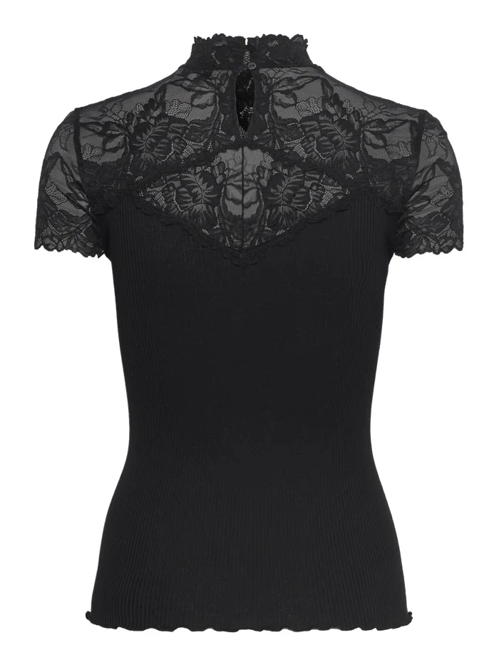 RWBeatha Silk Capsleeve Lace T-shirt  Black