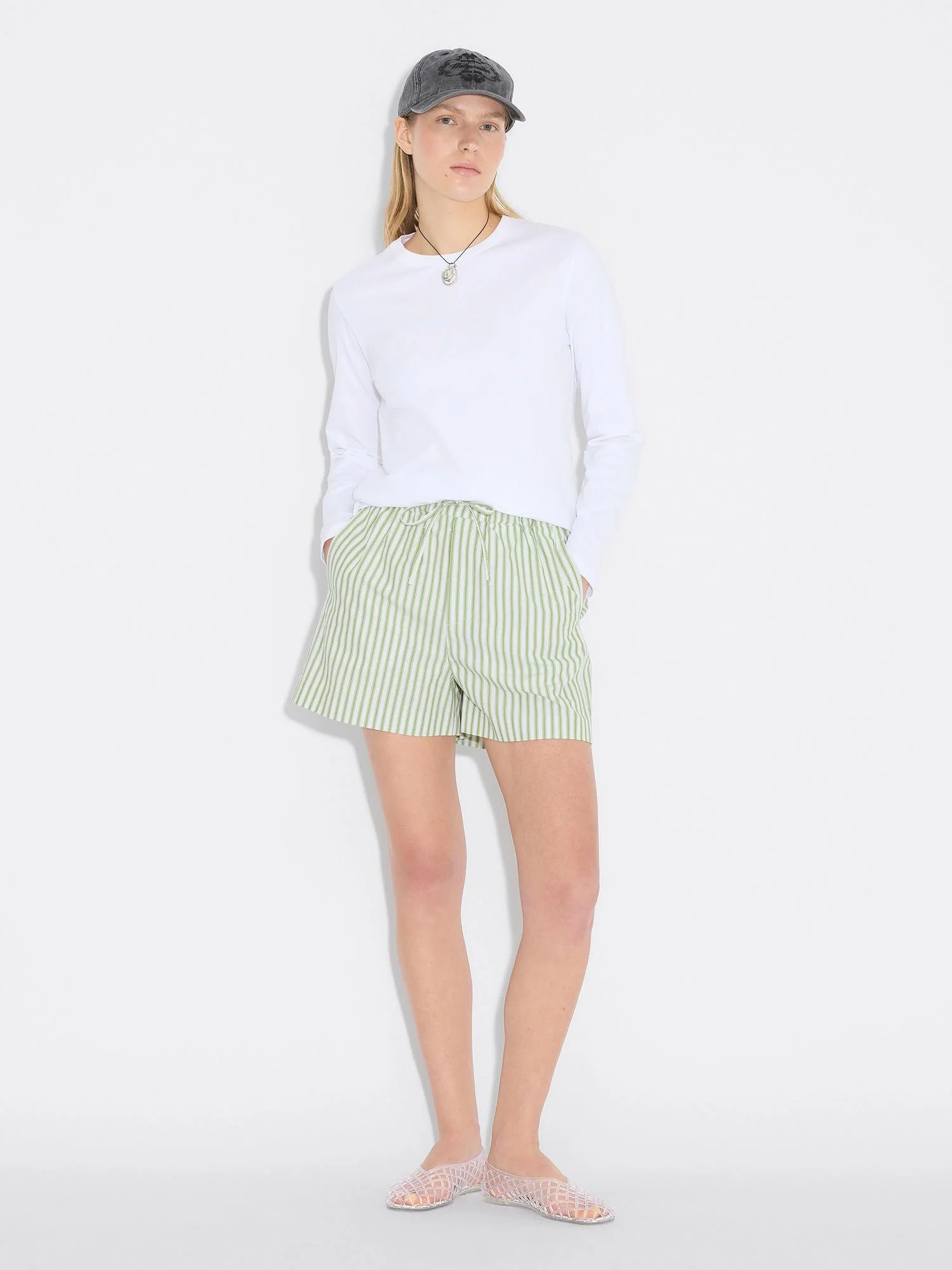 Loose Stripe Shorts  Green Stripe - Image 3
