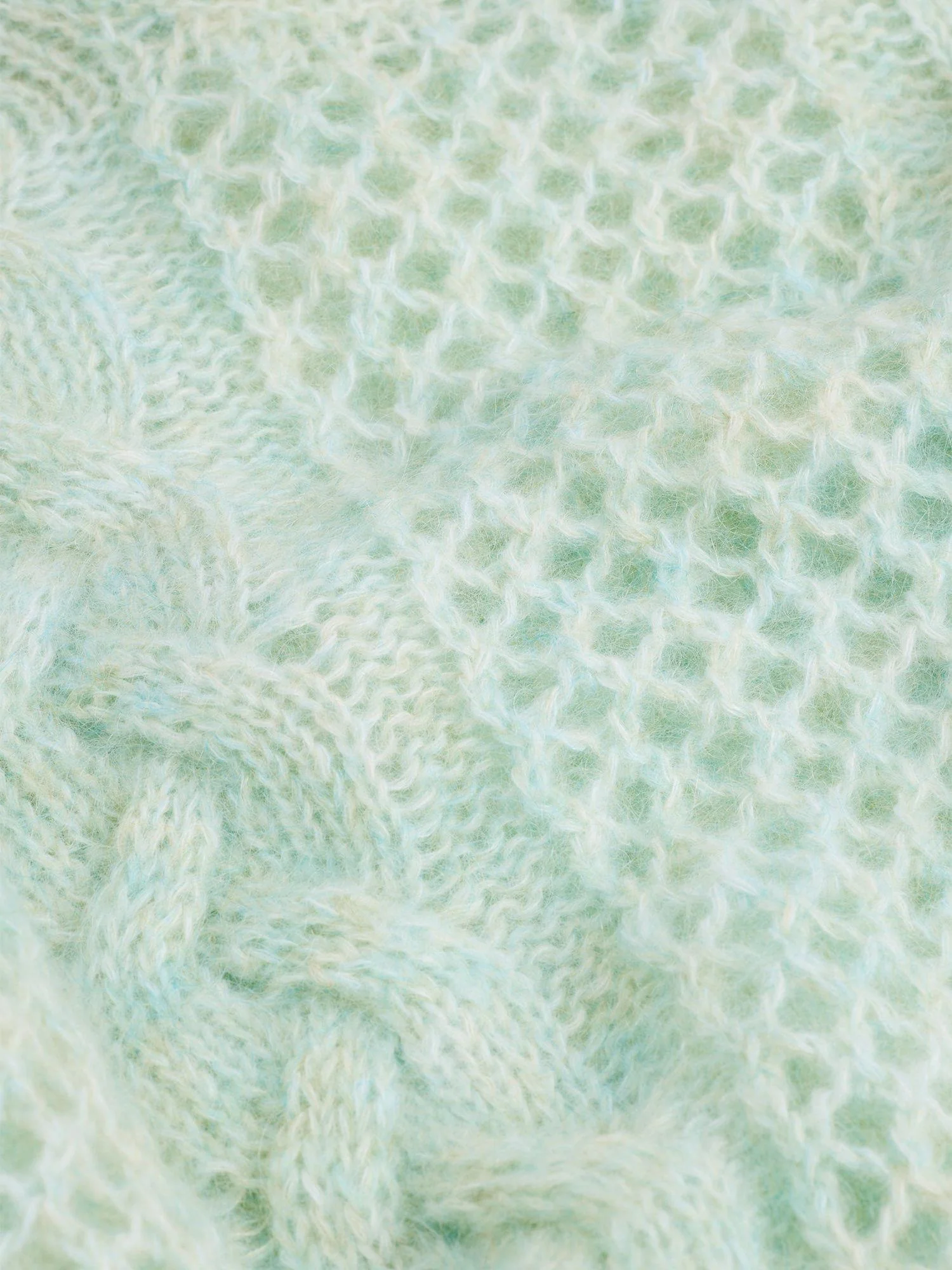 Mohair Cable Knit Crew  Green Mix - Image 7