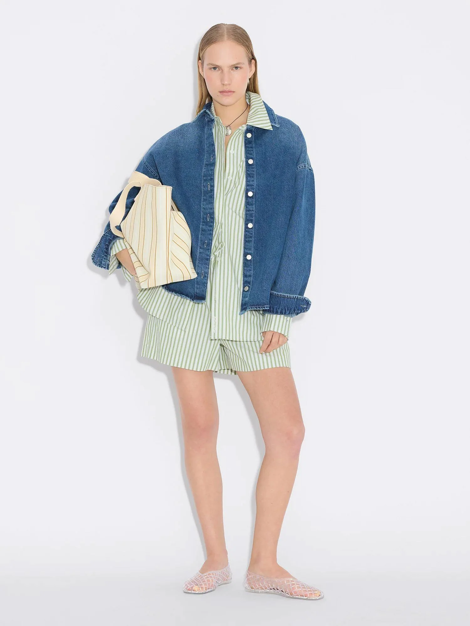 Loose Stripe Shirt  Green Stripe - Image 4
