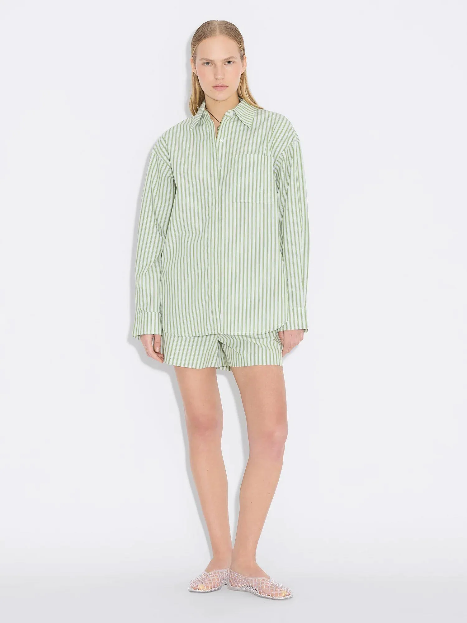 Loose Stripe Shirt  Green Stripe - Image 5