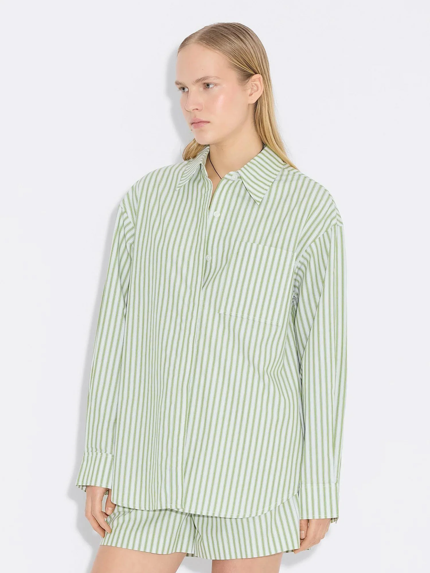Loose Stripe Shirt  Green Stripe - Image 6