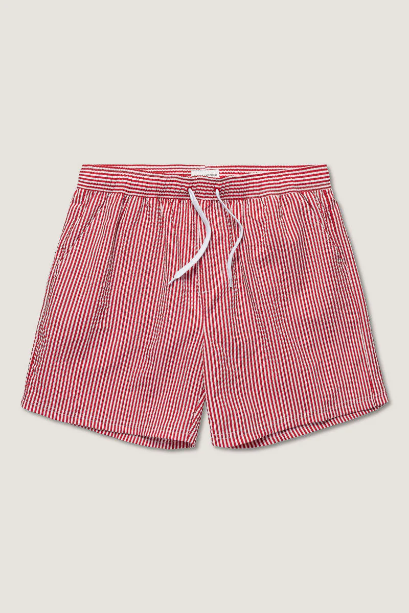 Seersucker Swimshort Red/White