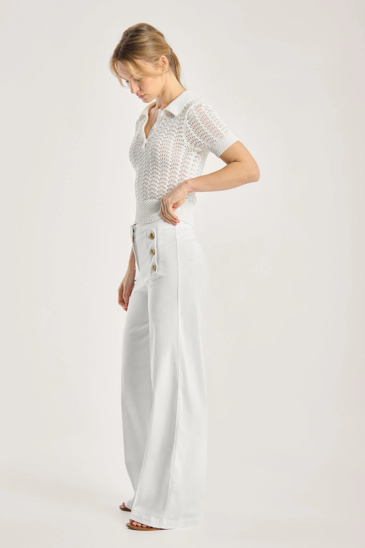 Brigdet Coloured Soft Denim  White - Image 4