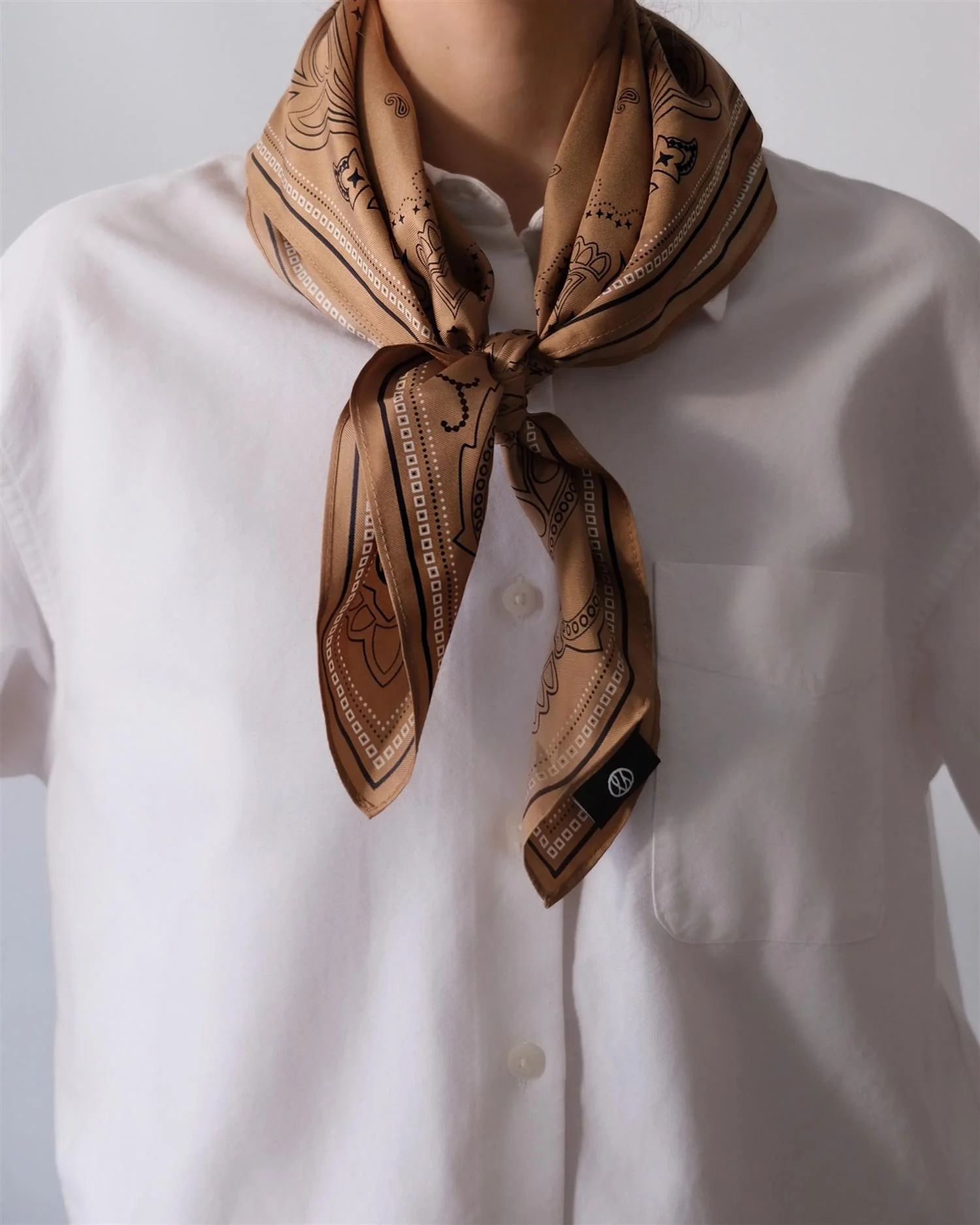 Paisley Scarf  Cappucchino/Black/White - Image 2