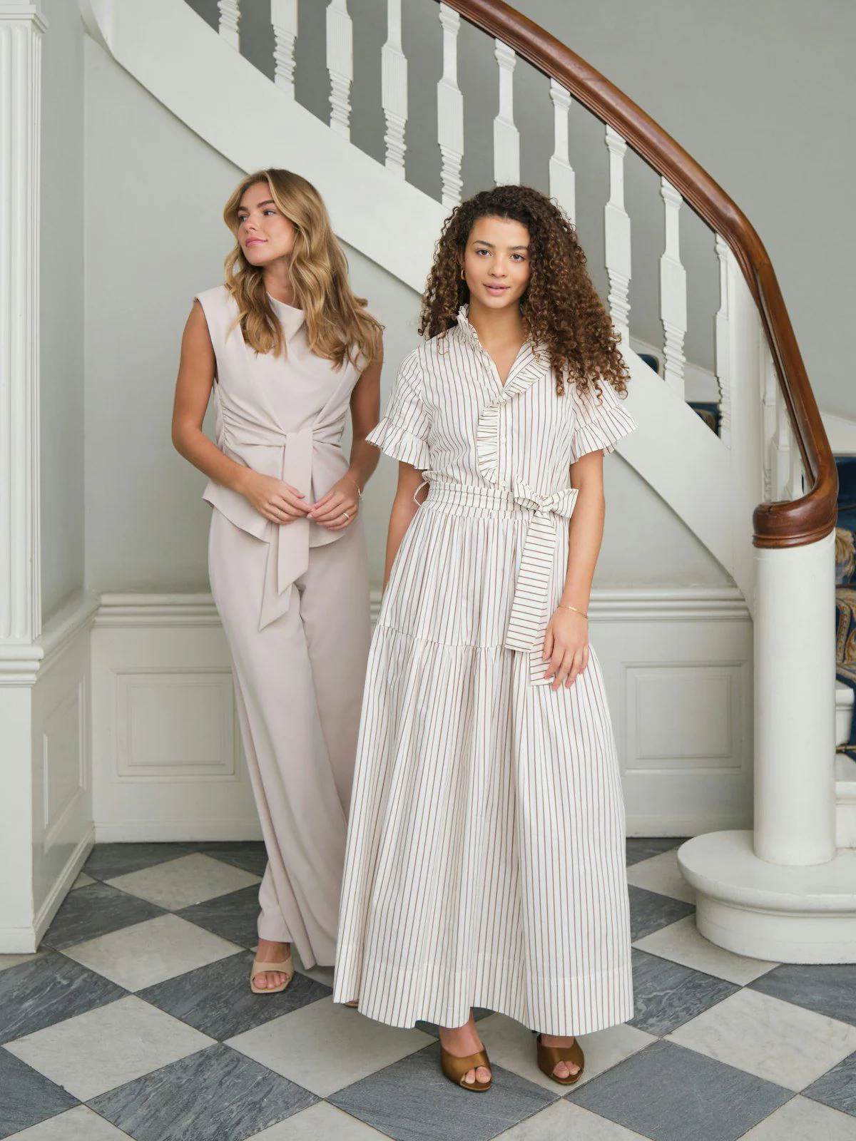 Nellie Wide Stripe Dress  Ivory - Image 2