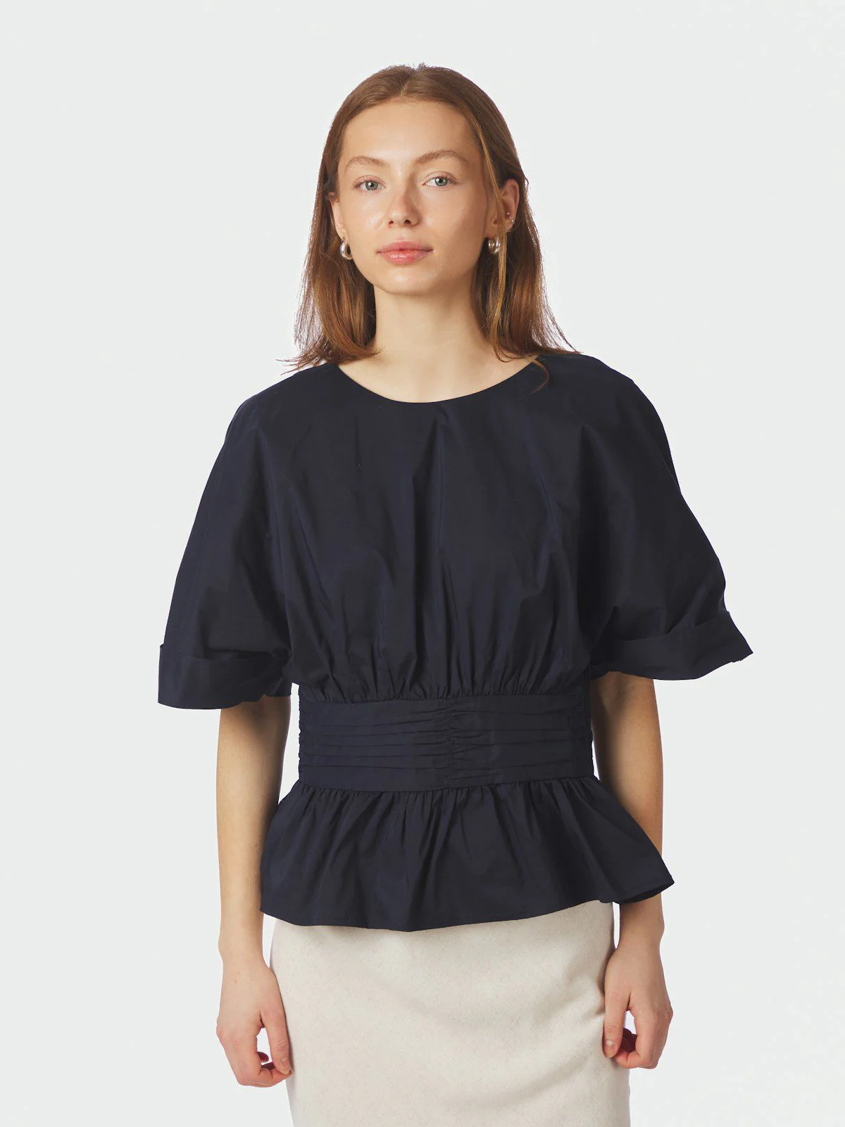 Annegret Poplin Blouse Navy - Image 5