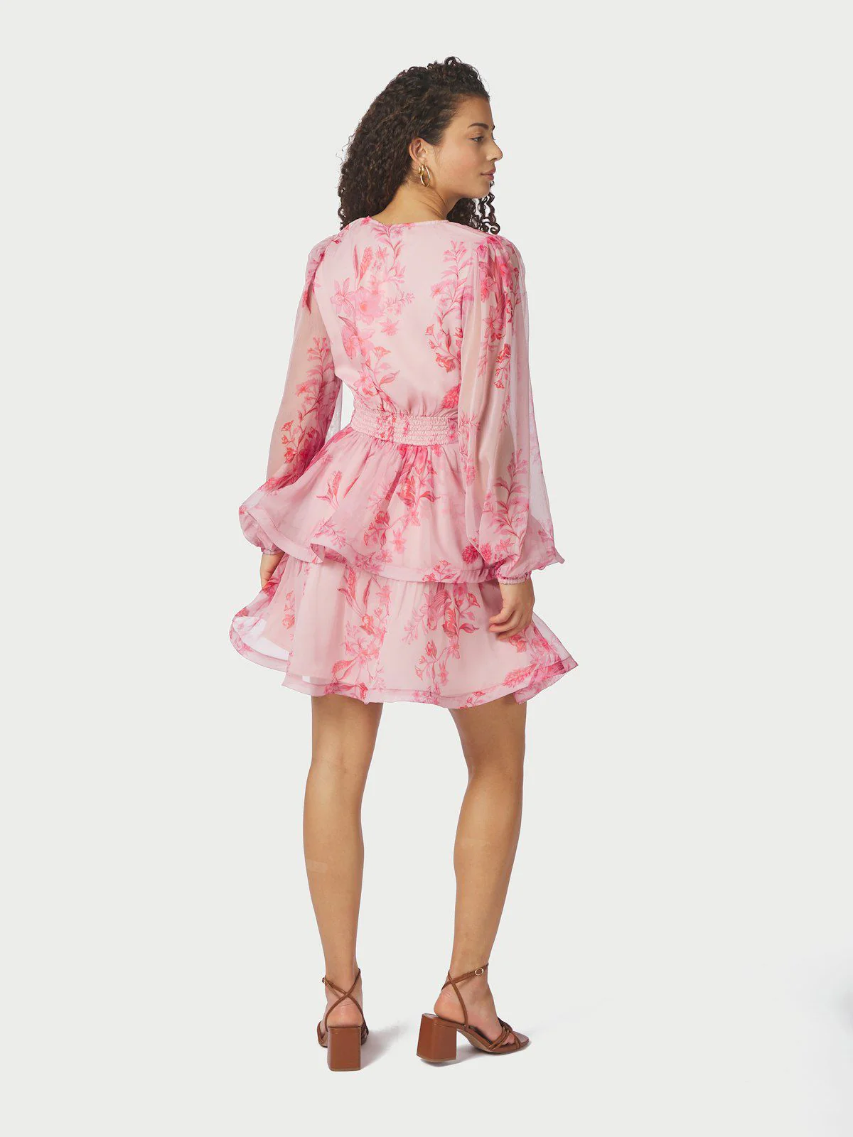 Rivana Print Chiffon Dress  Pink - Image 6