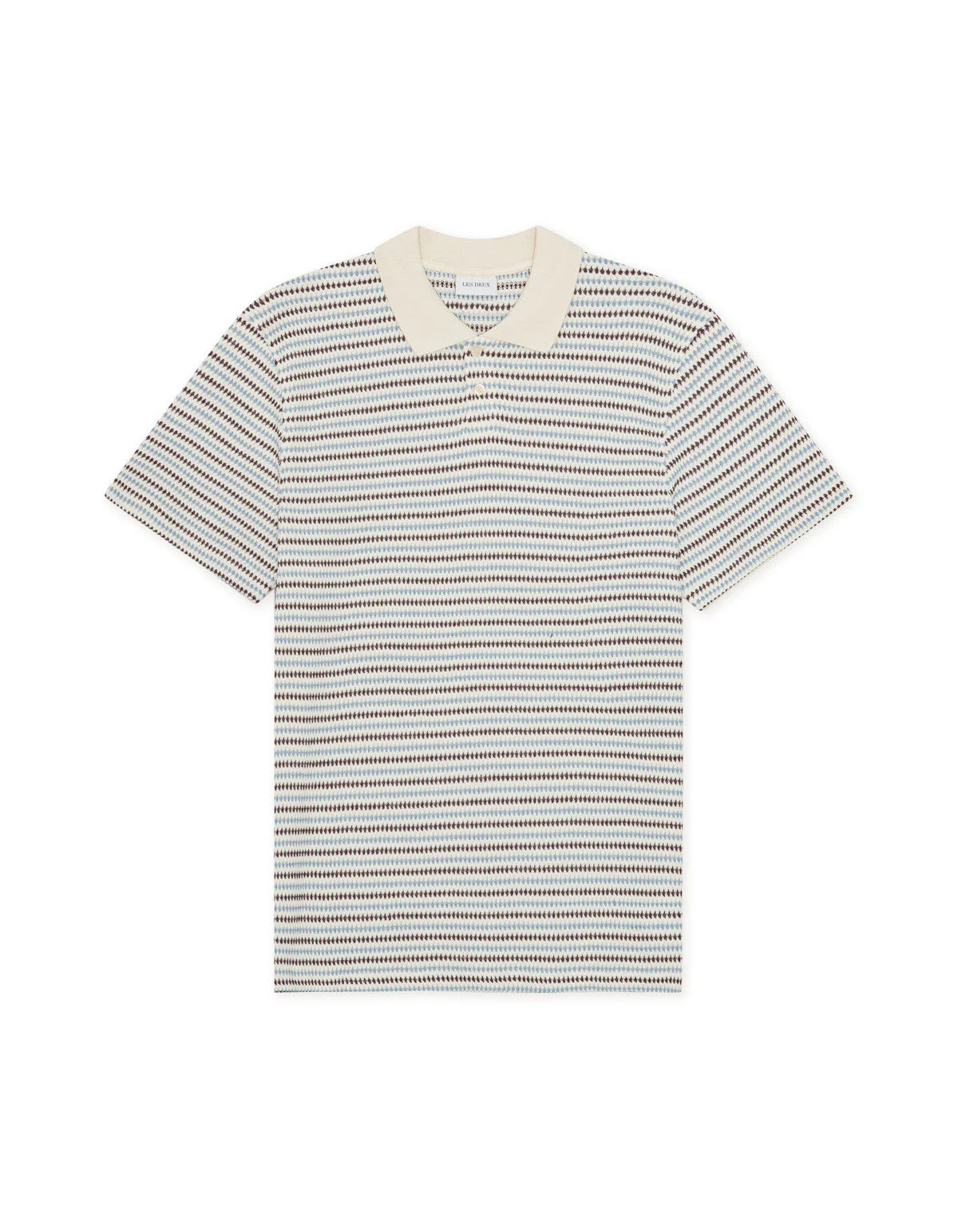 Knitted Stripe Polo Eggnog White - Image 3