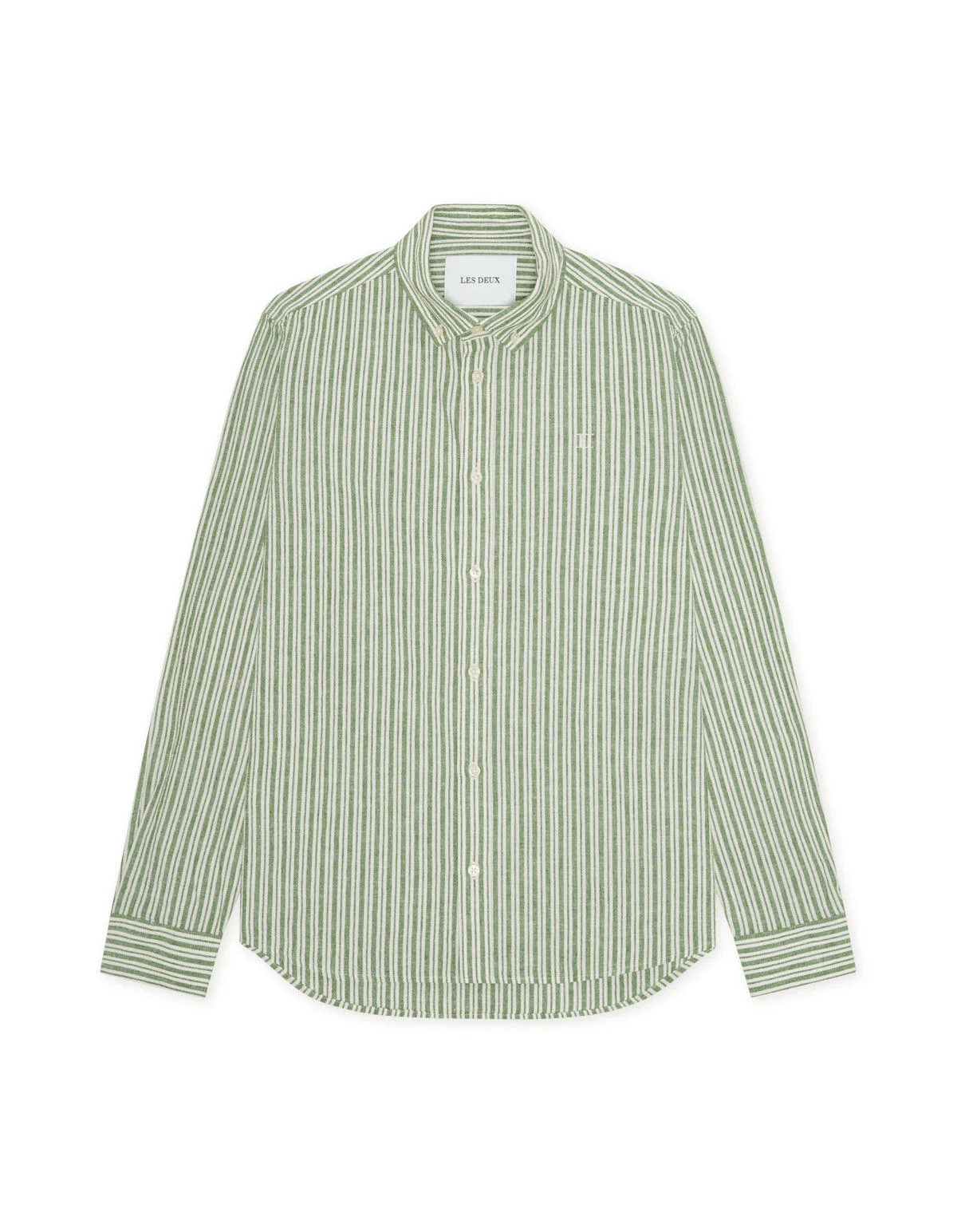 Stripe Cotton-Linen Shirt  Artichoke Green