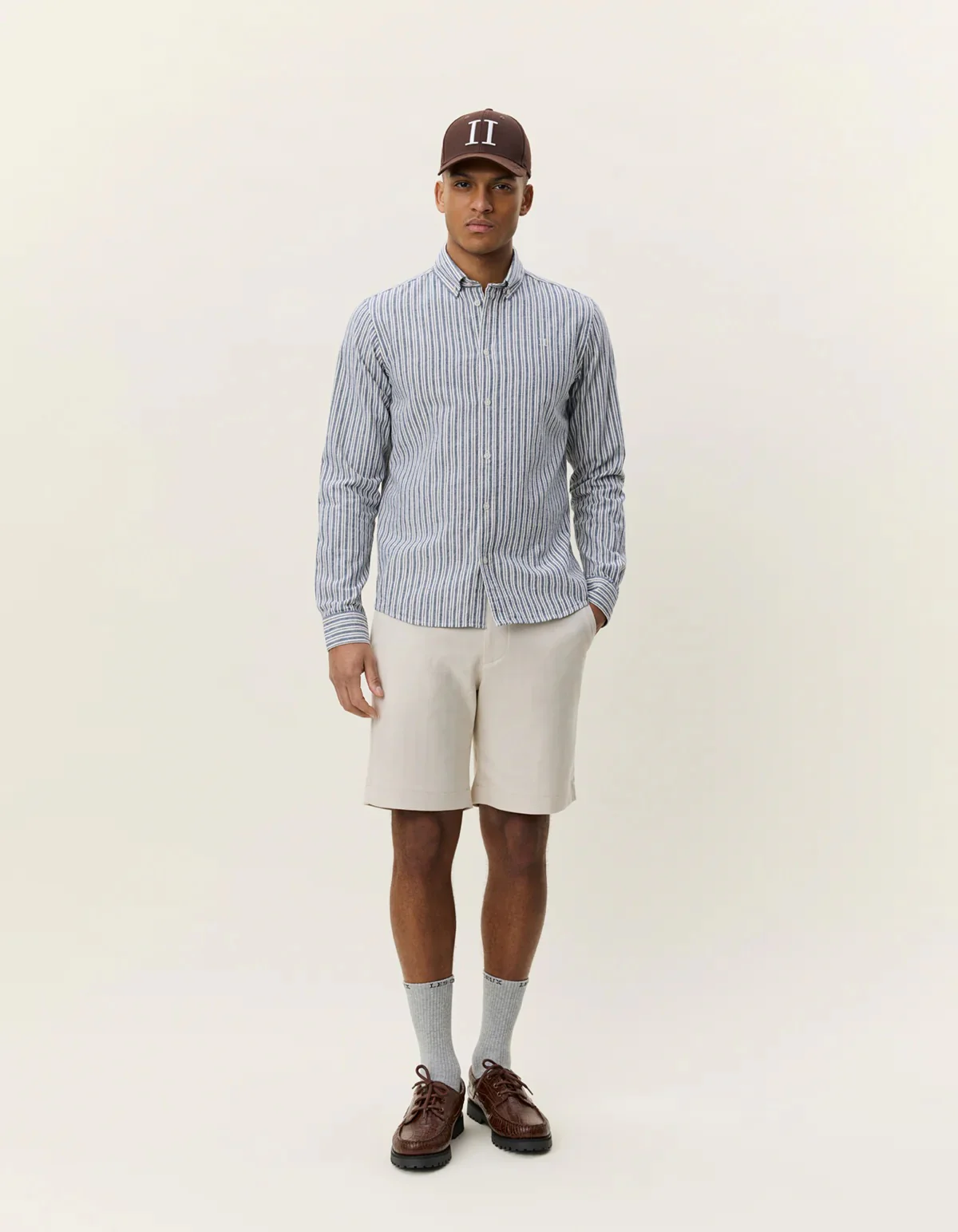 Stripe Cotton-Linen Shirt  Dark Denim Blue - Image 2