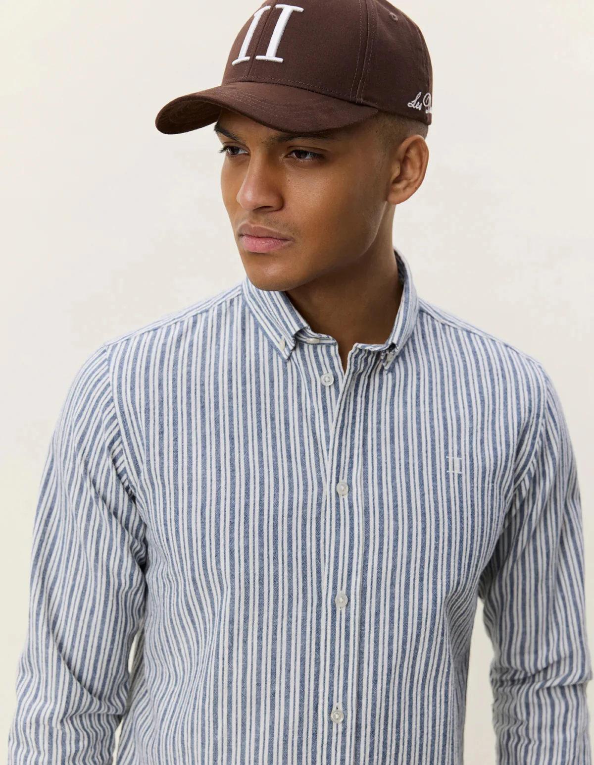 Stripe Cotton-Linen Shirt  Dark Denim Blue - Image 3