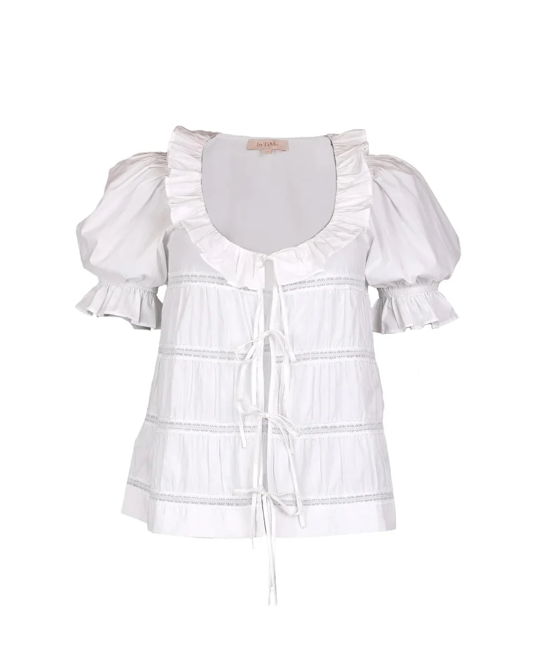 Poplin bow blouse  White - Image 2